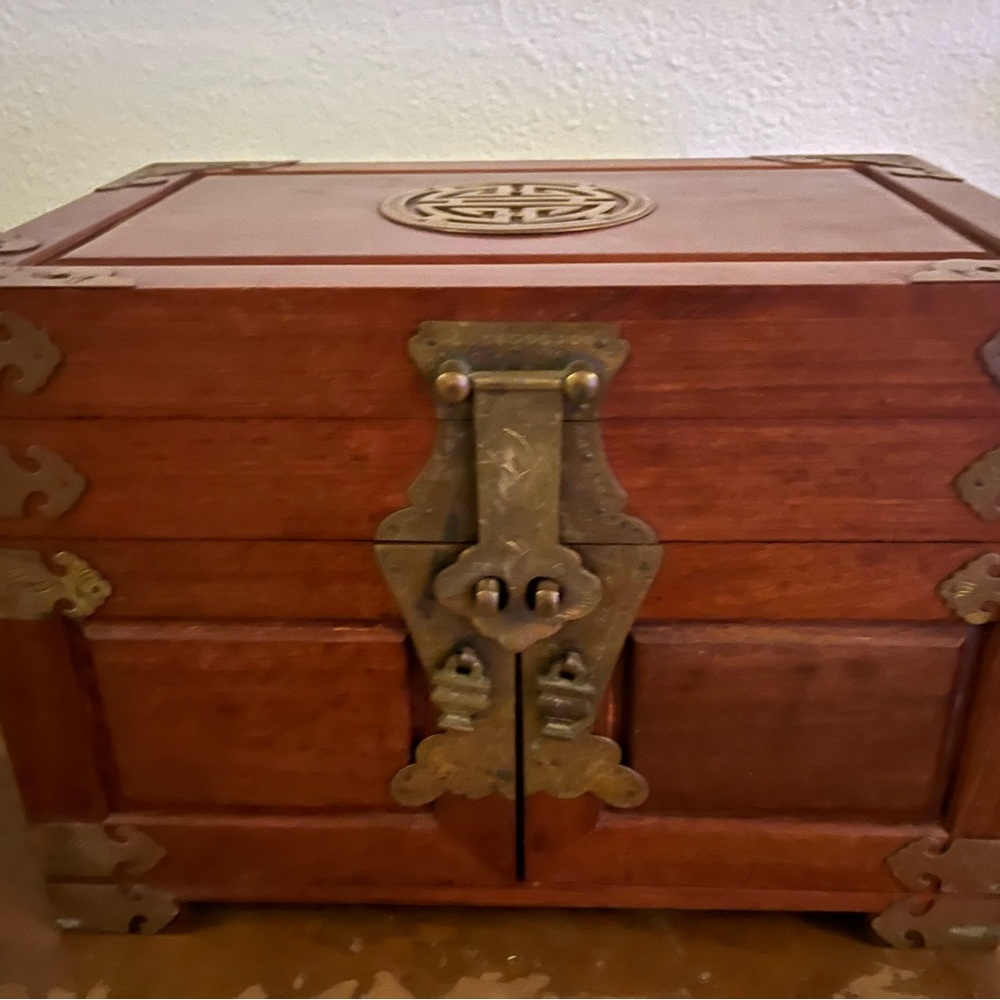 Wooden Box with Brass Accents